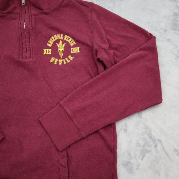 ASU Sweater Womens M Red MV Sport Chest Zip High Neck Front Pocket Sun Devils - Picture 12 of 16